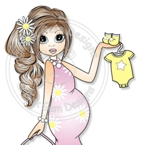 Digital Digi Stamp Yummy Mummy Emma. Mum To Be. Baby Shower. New Baby