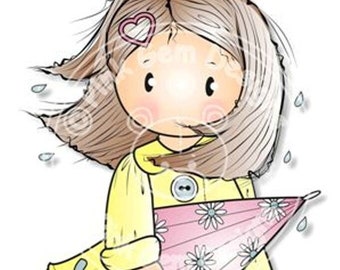 Digi Stamp  Windswept Chloe,Birthday,Spring,Girl Digistamp,Girl Digi Stamp,Small Commercial Use,Colour & Blackline Files Included