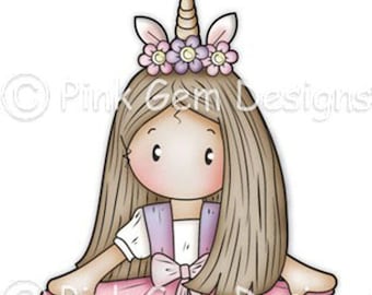 Digi Stamp Ballerina Chloe. Birthday Card Making Scrapbooking