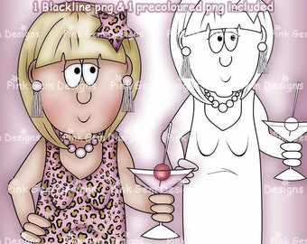 Glamorous Rita Digi Stamp: Birthday Card Illustration (PNG)