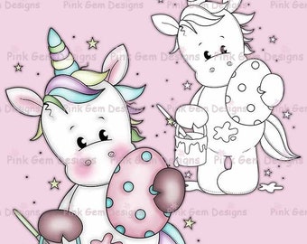 Digi Stamp  'Easter Unicorn' - Birthday, Party Invitations