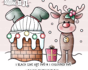 Santa Gnome Digi Stamp, Nordic Christmas PNG (Digital Download)