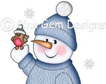 Digi Stamp 'Chilly Ice Skating' Snowman.Makes Cute Christmas Cards