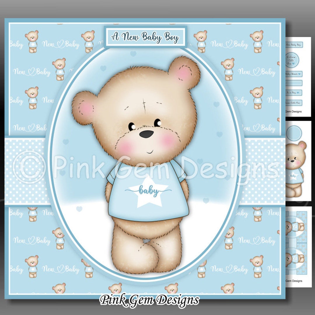 Baby Boy Downloadable Card Kit With Decoupage. Card Making Download 3 ...