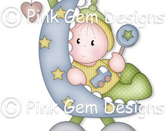 Digi stamp Cute  'Baby Boy Buggy' . Makes Cute  Cards. Baby Shower. New Baby Boy