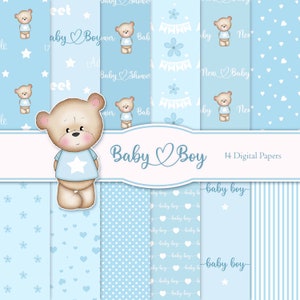 Baby Boy Digital Papers, Nursery Papers, New Baby Shower, Baby Backgrounds, Cardmaking, New Baby Pastels, Scrap Book, New Baby Digital Paper