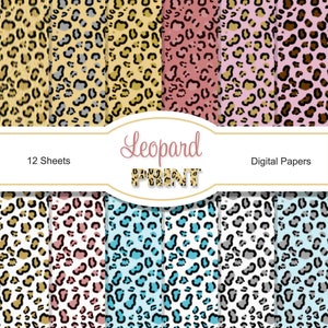 Leopard Print Digital Papers,12 Leopard/Cheetah Papers,Animal Print Paper,Digital Papers,Small Commercial Use,Downloadable Leopard Print