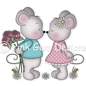 Digi Stamp Love Mice  - Mouse, Mice, Makes Cute Valentine Cards, Engagement, Wedding Anniversary