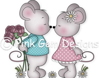 Digi Stamp Love Mice  - Mouse, Mice, Makes Cute Valentine Cards, Engagement, Wedding Anniversary