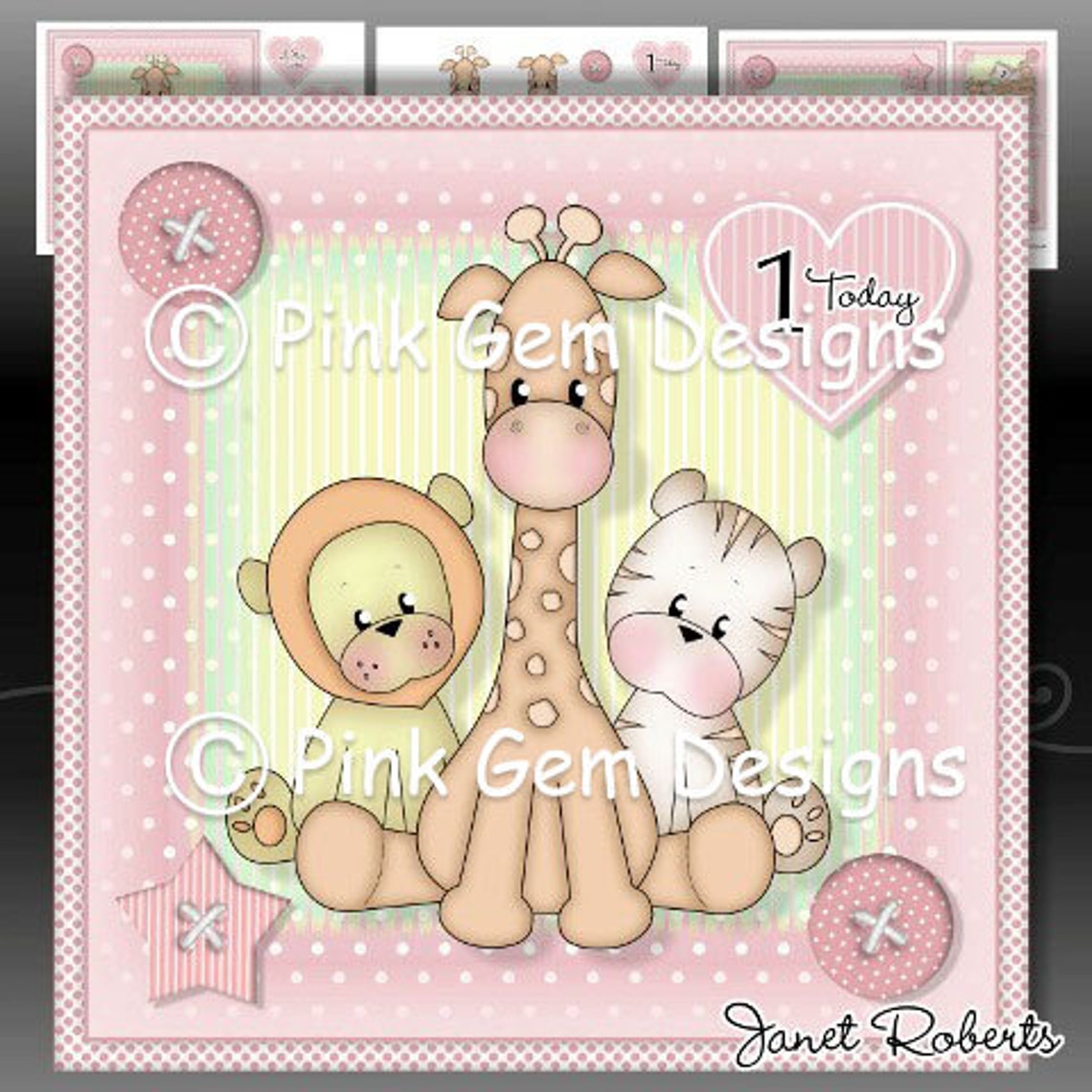 Pink Baby Animals Downloadable Card Kit With Decoupage .1st Etsy