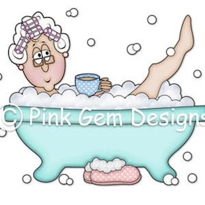 Digital Digi Stamp Bathtime Molly . Lady  Birthdays. Mother's  Day