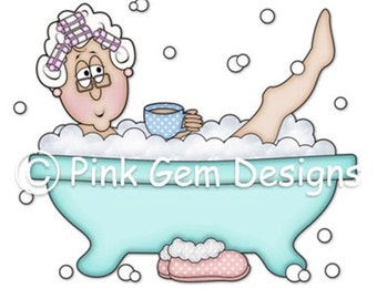 Digital Digi Stamp Bathtime Molly . Lady  Birthdays. Mother's  Day