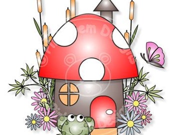 Digital (Digi) Toadstool House  Stamp - New Home, House Warming, Birthday, Frog, Spring