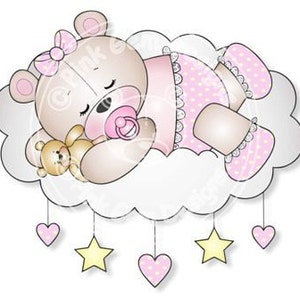 Digital (Digi) Baby Girl Sleeping Teddy Stamp