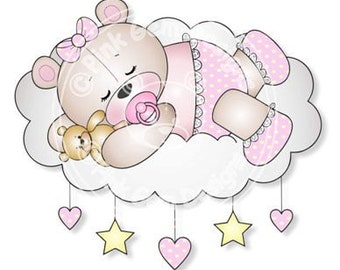 Digital (Digi) Baby Girl Sleeping Teddy Stamp