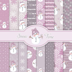Digital Snowmen Papers,16 Digital Christmas Papers,Snow Time.Snowman Digital Paper,Snowflake Digital Papers,Small Commercial Use,Seamless