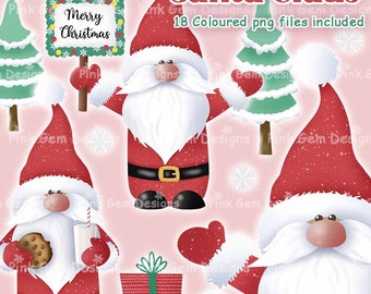 Santa Claus Clipart Set, Coloured Digital Images, 19 Coloured png files, Digital Scrapbooking, , Digi Stamps, Tomte, Nisse, Nordic Santa
