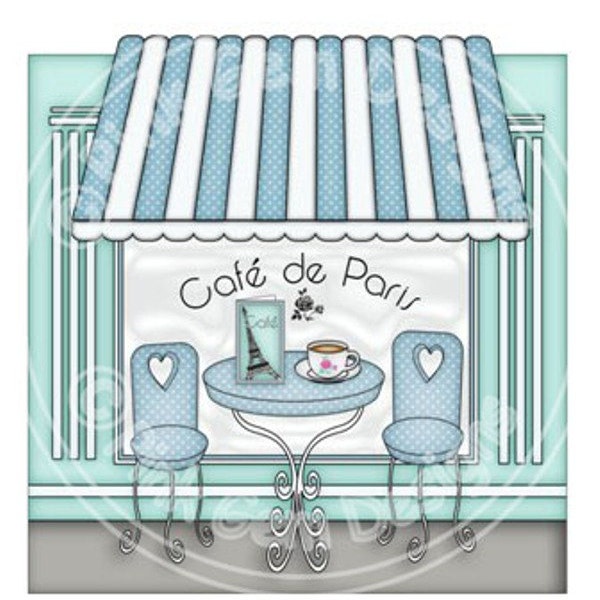 Digi Stamp 'Cafe de Paris'  -  Character Background Stamp. Digital Scrapbooking, Greetings Cards