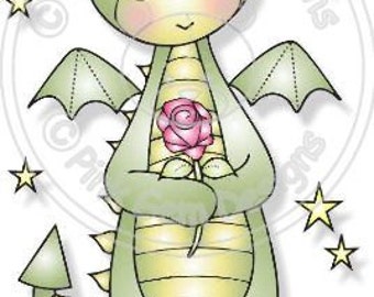 Digital (Digi) Denzil Dragon with Rose Stamp