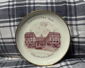 ヴィンテージ ローゼンタール フランクフルト・アム・マイン ミニプレート フランクフルター・ホーフ ドイツ お土産 磁器 金縁 4インチ