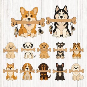 3D Dog Key Holder Laser Cut SVG Bundle, Layered Wood Pet  Hanger, instant download