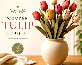 Wooden Tulip Bouquet SVG, Flowers Laser,unique floral ,gift for her,laser cut gifts