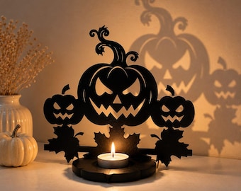 Dekoracja Halloween Cień Dyni SVG, Projektor Ścienny Wycinany Laserowo, Straszny Halloween DXF