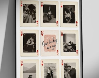 Cartes à jouer personnalisées, modèle personnalisé, imprimable, bricolage, cadeau d'anniversaire pour petit ami, photo de couple, portrait romantique, wibes de couple