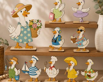 Duck Shelf Sitter SVG Bundle, Layered Bookshelf Decor Laser Cut Files,instant download