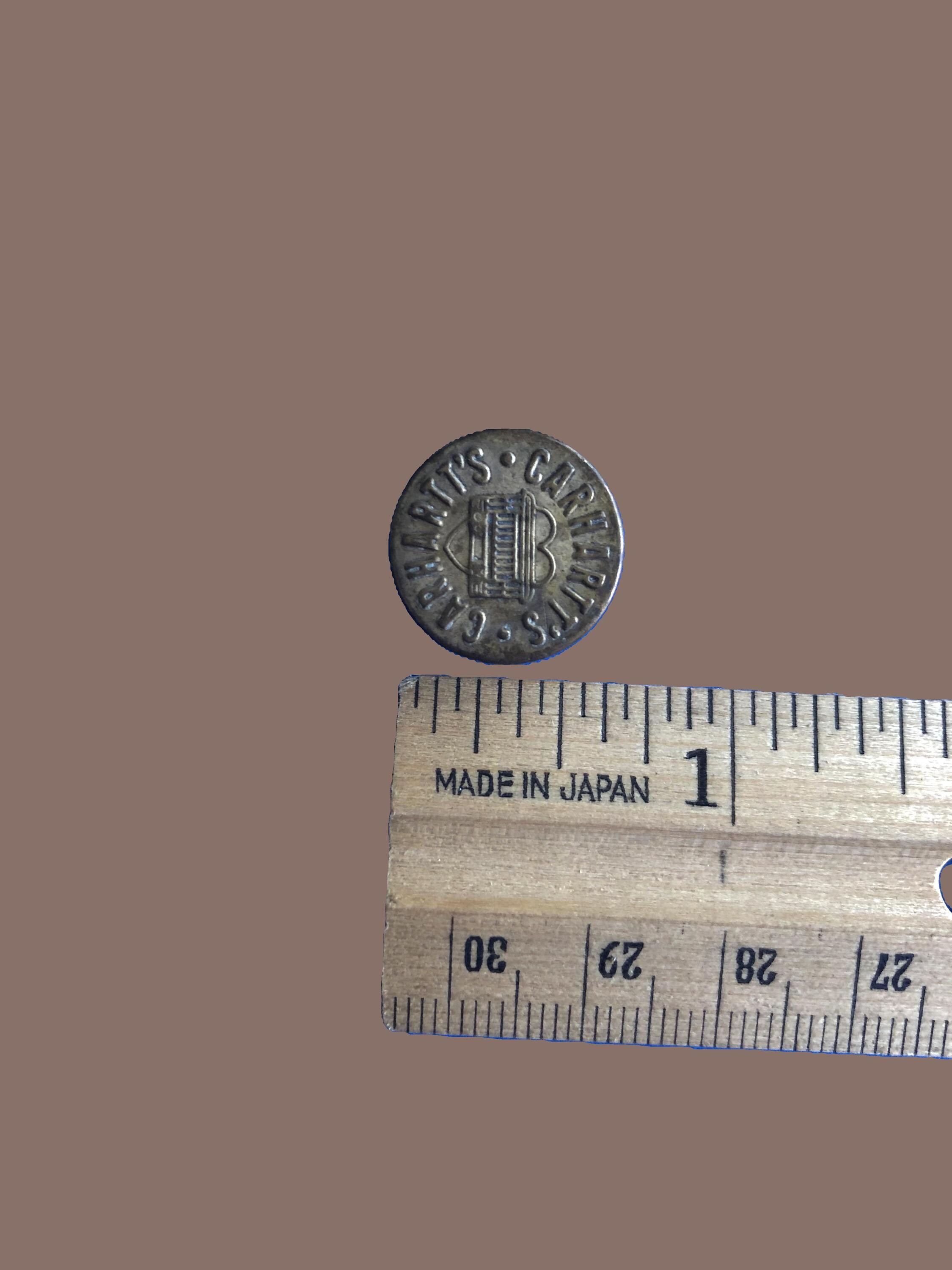Carhartt's Vintage Button, Heart and Trolly, Stud, Brass, Work