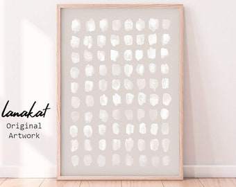 Abstract Dots Neutral Print. Minimalist Watercolor Painting no.5. Warm Grey Neutral Earth Tones Modern Living Room Wall Decor. Printable Art