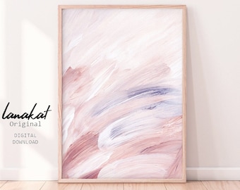 Abstract Pink Wall Art. Dusty Blush Pink Brushstrokes Printable Painting. Pastel Tones Minimalist Living Room Bedroom Decor. Printable Art