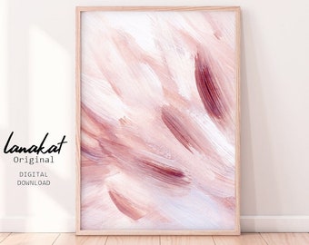 Blush Pink Abstract Print. Dusty Pink Brushstrokes Painting. Abstract Pastel Tones Minimalist Living Room Bedroom Wall Decor. Printable Art