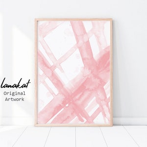 Blush Pink Abstract Watercolor Print. Pink Brush Strokes Watercolor Painting no.1. Minimalist Nursery Kids Room Decor Gift. Printable Art