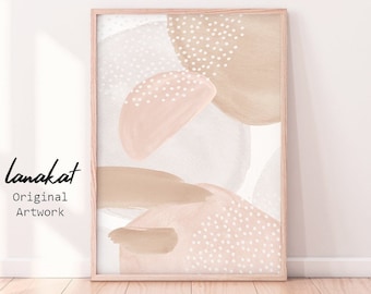 Neutral Beige Abstract Print. Soft Beige Blush Gray Watercolor Shapes. Warm Neutral Earth Tones Minimalist Boho Wall Decor. Printable Art