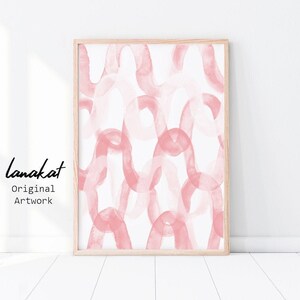 Blush Pink Waves Watercolor Print. Pink Brush Strokes Abstract Watercolor Painting no.2. Gallery Nursery Kids Room Decor Gift. Printable Art