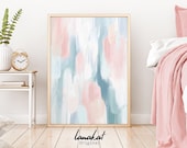 Soft Pastel Tones Abstract Print. Abstract Painting in Pastel Blue & Pink. Light Colors Living Room Bedroom Modern Wall Decor. Printable Art