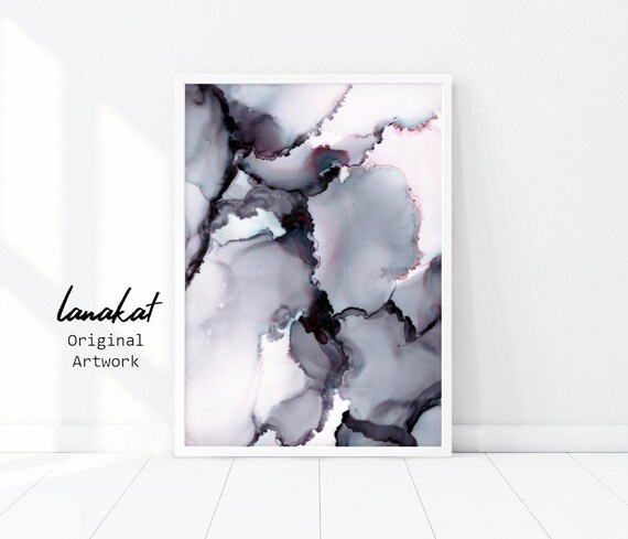 Black, White, and Gray Abstract: Original Alcohol Ink Painting