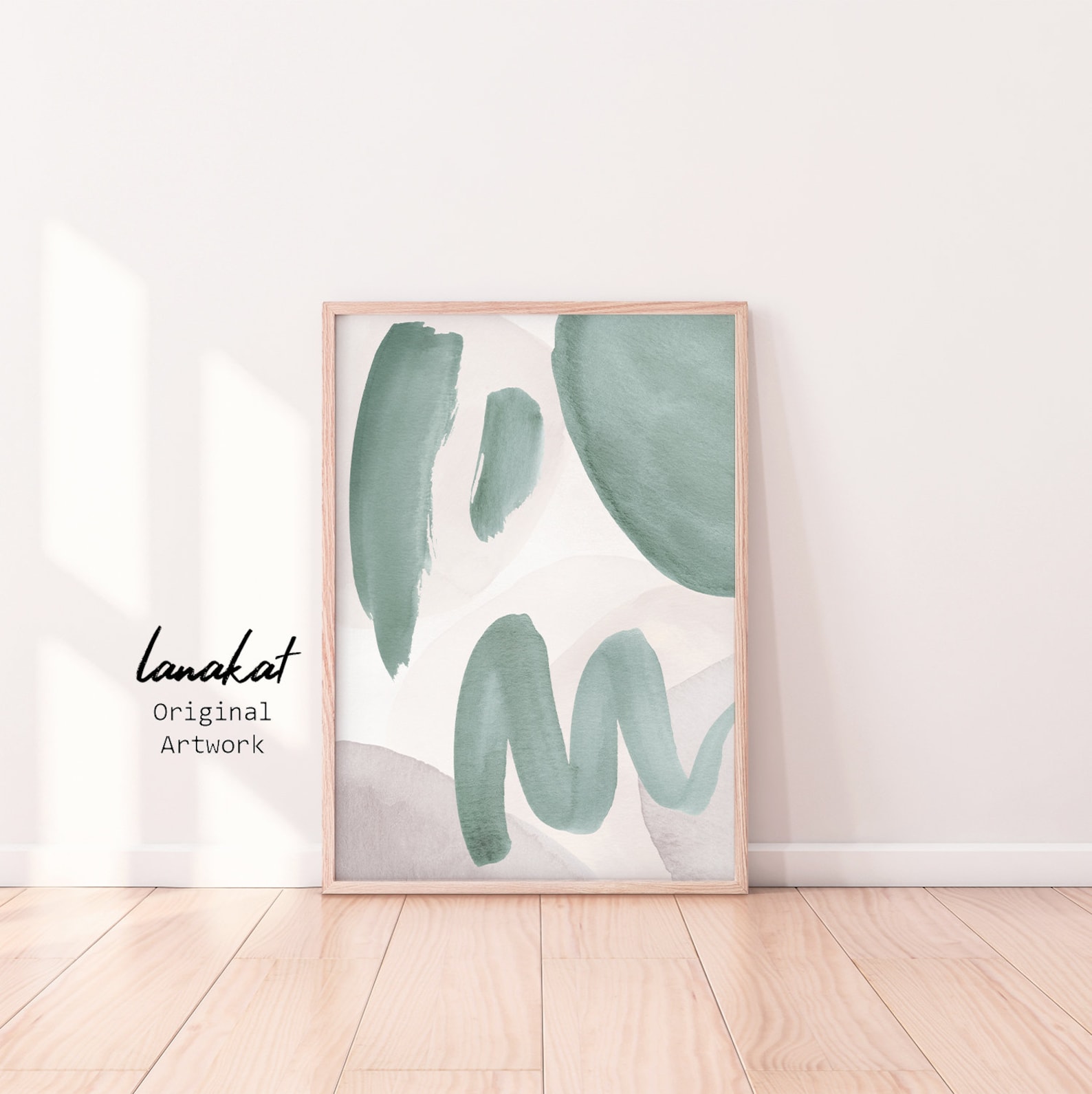 SET of 3 Sage Green Prints. Abstract Neutral Green Gray Etsy