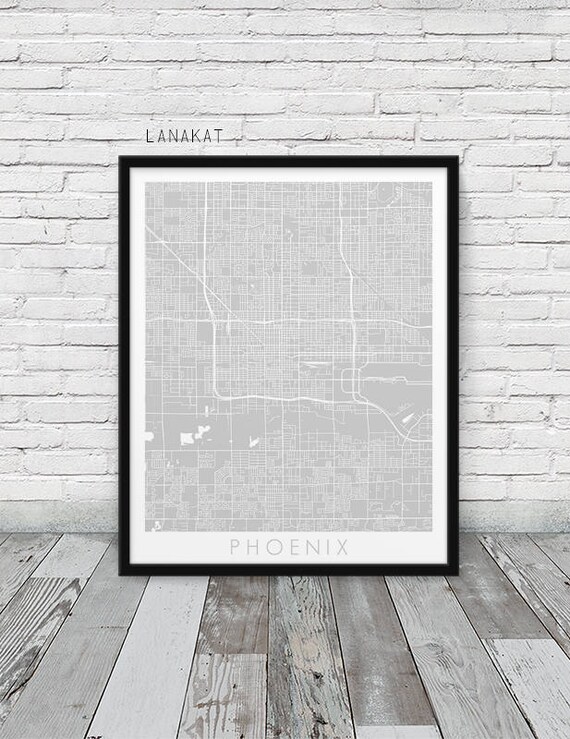 Phoenix Urban Map Printable Phoenix City Street Map Poster Etsy