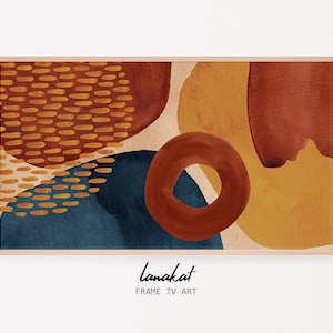 Abstract Terracotta Navy Samsung Frame TV Art, Art for Frame TV, Digital Frame. Terracotta Blue Yellow Modern Wall Decor. Instant Download