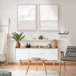 Abstract canvas paintings in white and gray. Calming, serene art for a contemporary home. Printable art by lanakat