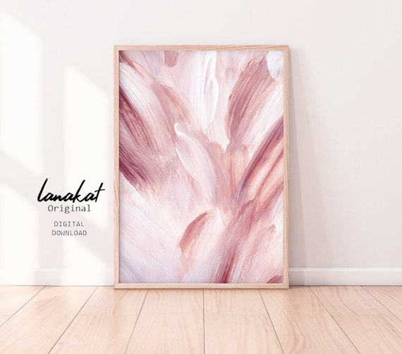 Dusty Pink Abstract Painting. Blush Pink Brushstrokes Print. Etsy