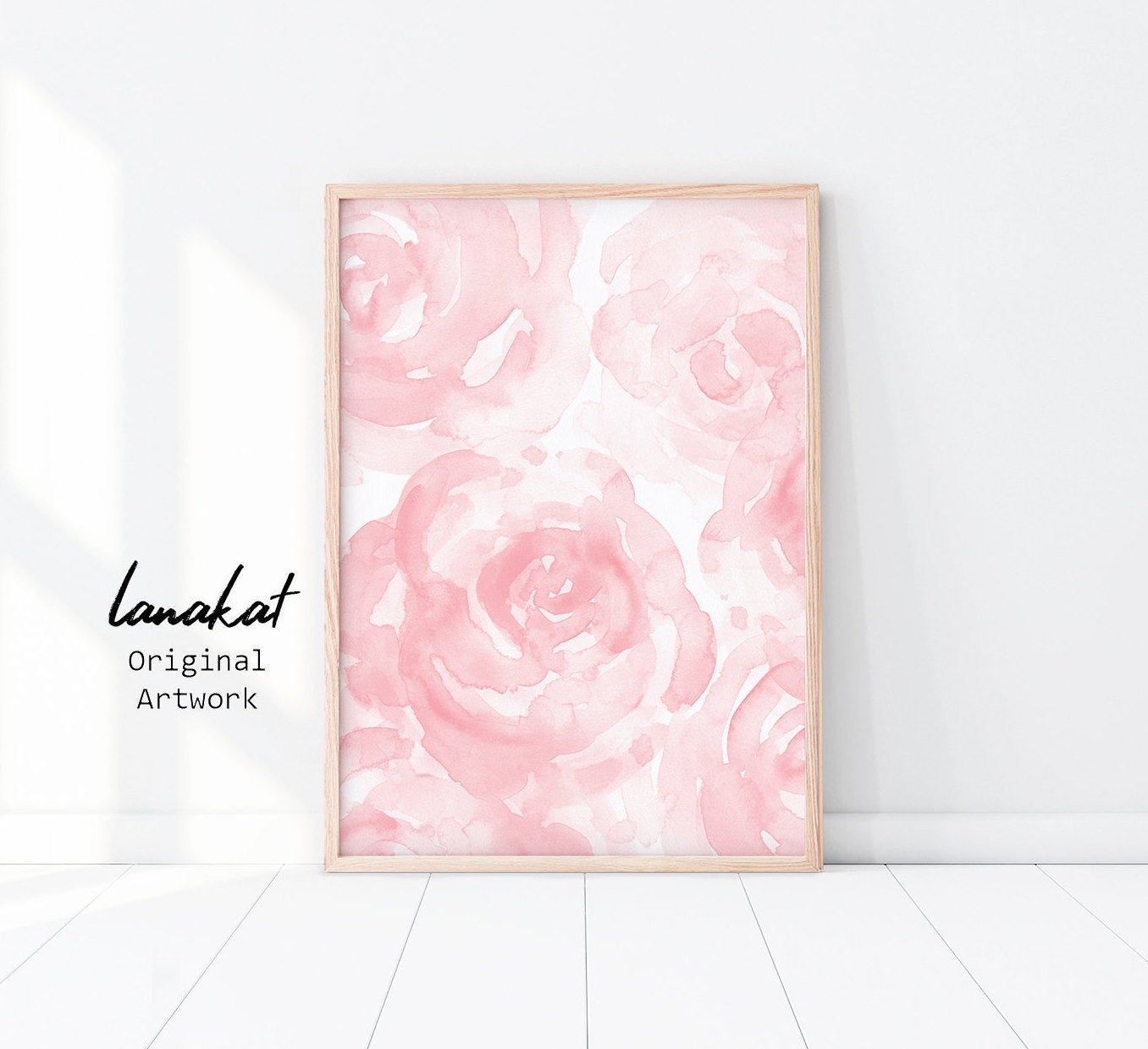 Blush Pink Flowers Watercolor Print. Pink Roses Abstract Watercolor ...