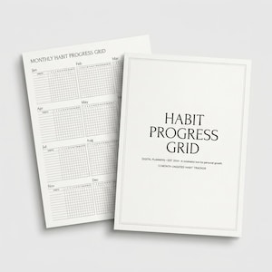 Academic Habit Progress Grid 5 Page University Study Tracker High Performance PhD Student Planner Aesthetic Minimalist Habit System Digital