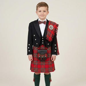 Skotsk kilt för barn, Highland, 9 delar, kiltset för pojkar, finns i över 50 tartaner