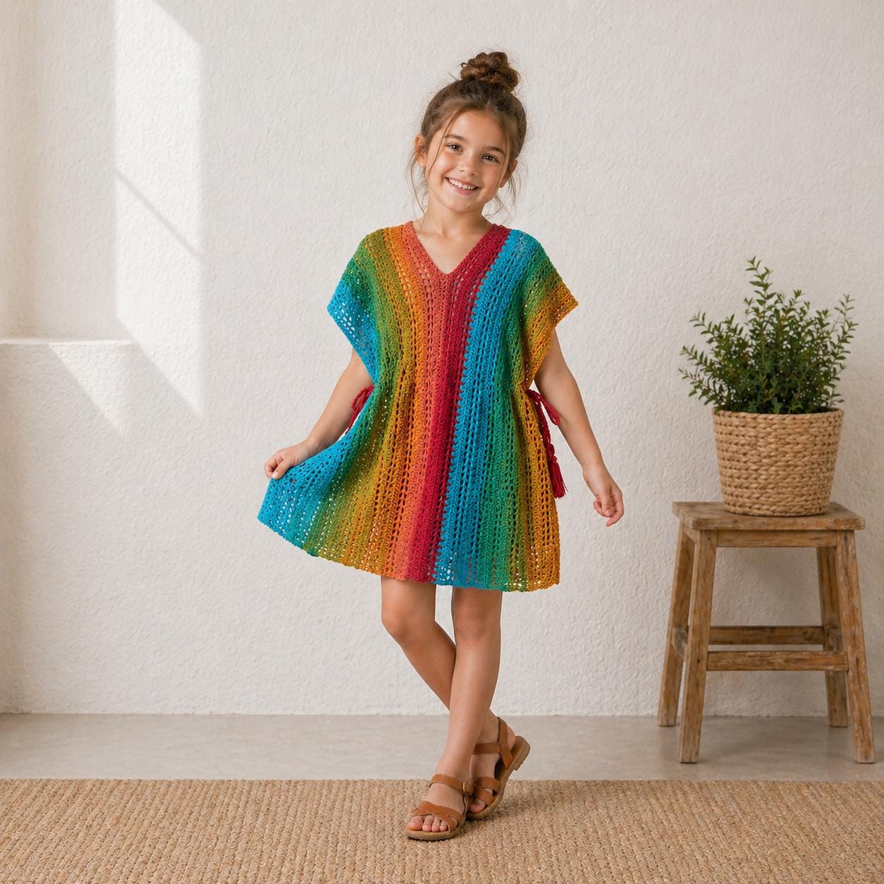rainbow beach dress Bohemian Rainbow Tiered Maxi Dress | Flowy Boho Style in Rainbow | Women's Boho Fashion | M