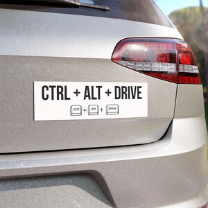 CTRL + ALT + DRIVE Car Magnet | Funny Tech Humor Bumper Sticker for Car Decor, Geek Gift, Computer Keyboard Lover, Vehicle Accessory