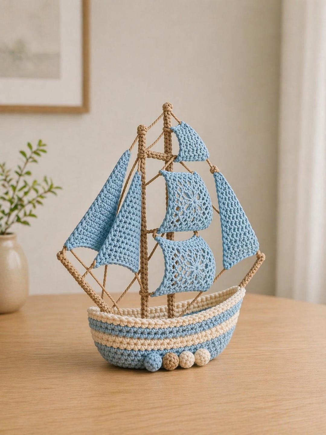 Crochet Sailboat Pattern PDF, Nautical Home Decor, Amigurumi Boat ...