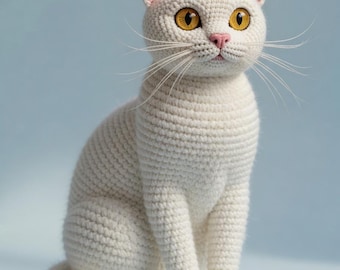 Crochet Realistic Cat Pattern PDF, Amigurumi Sitting Cat Tutorial, Detailed Animal Crochet Pattern, Pet Replica Plush DIY Pattern